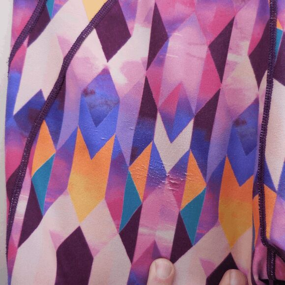 Reebok Womens Mid Rise Athletic Capri Yoga Compression Geometric Pants Medium - Picture 8 of 8